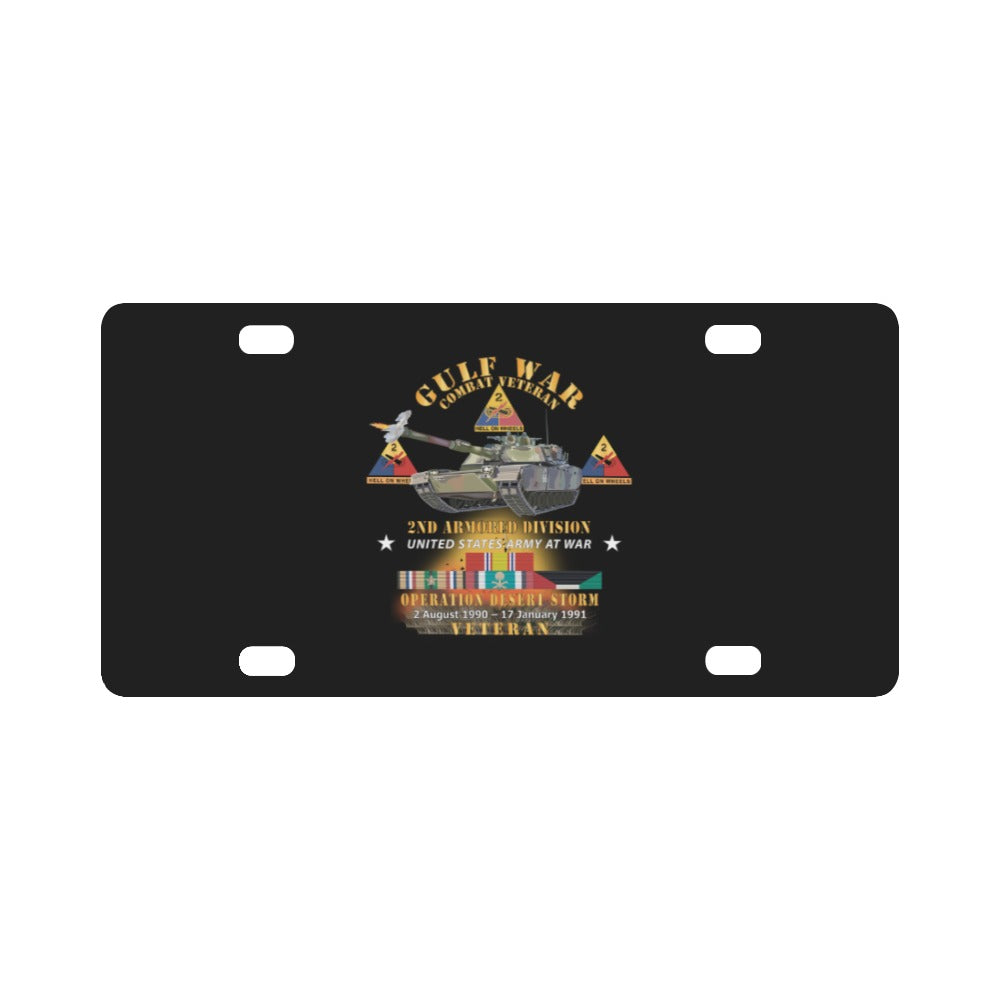 Desert Storm - 2nd Armored Div - Combat Veteran w GULF SVC X 300 Classic License Plate