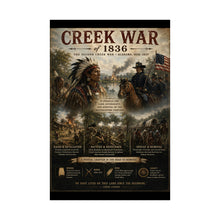 Load image into Gallery viewer, Creek War (1836) Tribute Matte Poster - "A Struggle for Land, Sovereignty and Survival on the Southeastern Frontier"
