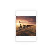 Load image into Gallery viewer, Indoor and Outdoor Silk Posters - E Company 25th Infantry Buffalo Soldiers Bicycle Corps with Guidon on the Prairie at Sunset
