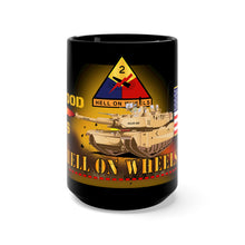 Load image into Gallery viewer, Black Mug 15oz - Army - 2nd Armored Division - Fort Hood, TX Main Battle Tank - M1A1 - Hell on Wheels
