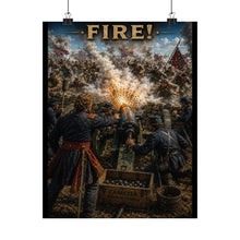 Load image into Gallery viewer, Matte Poster - Union Battery - Lt Alonzo Cushing - 3 July 1963 Tribute Tee - Gettysburg, PA, "FIRE!"
