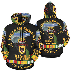 Men's All Over Print Hoodie (USA Size) (Model H13) - Vietnam Combat Infantry Vet w Vietnamese Ranger Advisor w Parachute