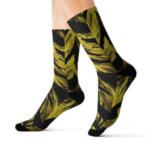 Load image into Gallery viewer, Sublimation Socks - Metallic yellow tiger-stripe
