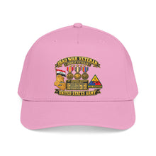 Load image into Gallery viewer, Mid Profile Baseball Cap - Army - Iraq War Veteran - Ribbon Bar - Map - SSI - 1st Armored Division - 3D - Enhanced
