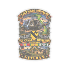 Load image into Gallery viewer, Kiss-Cut Stickers - Army - Vietnam Combat Cavalry Veteran w 1st Cav Div SSI  Big Helo - 3D - Enhanced
