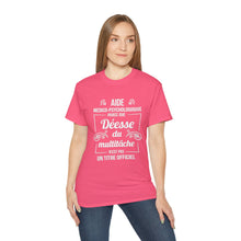 Load image into Gallery viewer, Unisex Ultra Cotton Tee - Déesse multitâche en typographie rose - white texts
