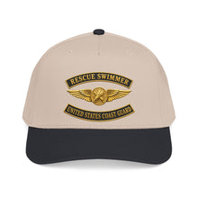Load image into Gallery viewer, Mid Profile Baseball Cap - USCG - Aviation Rescue Swimmer w txt - 3D - Enhanced
