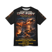 Load image into Gallery viewer, Operation EPIC FURY Tribute Tee — US Strike Against Iran Strategic Strike Campaign - US MARINES -Beirut 1983 &amp; 1984
