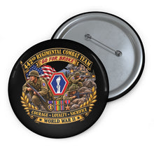 Load image into Gallery viewer, Custom Pin Buttons - Army - 442nd Infantry Regimental Combat Team - 3D - Enhanced with EUR WWII SVC
