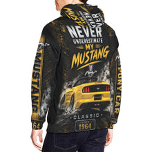 Load image into Gallery viewer, Yellow Mustang Tee — Vintage Muscle Car Men's All Over Print Hoodie (USA Size)
