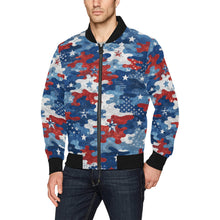 Load image into Gallery viewer, Bomber Jacket - Distressed American Flag Camo Pattern
