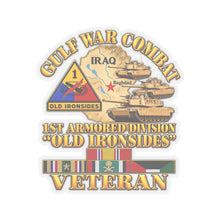 Load image into Gallery viewer, Kiss-Cut Stickers - Army - Gulf War Combat - 1st Armored Divi - Old Ironsides - Veteran - Map w GULF SVC - 3D - Enhanced

