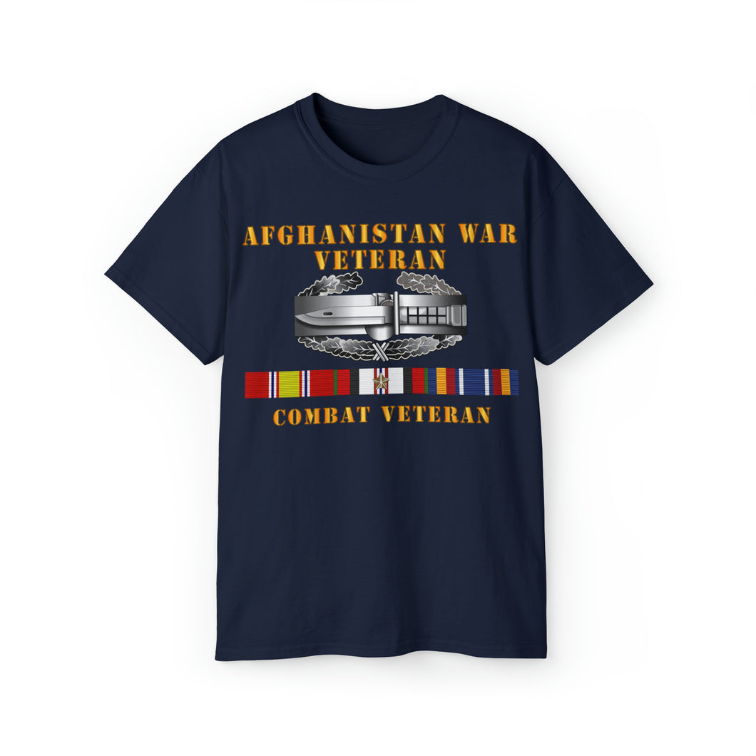 Unisex Ultra Cotton Tee - Army - Afghanistan War Veteran - Combat Action Badge w CAB AFGHAN SVC