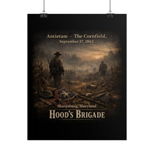 Load image into Gallery viewer, Rolled Posters - 1st Texas Infantry in the cornfield - The Cornfield at Antietam, 1862 - Back

