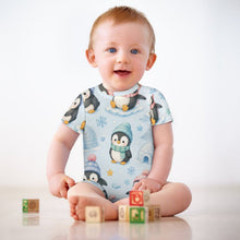 Load image into Gallery viewer, DTG 190gsm Cotton Baby Romper(All-Over Printing) - Penguin Winter Wonderland
