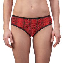 Load image into Gallery viewer, Stylish Women's Briefs with Snake Print, Trendy Underwear, High Waist Briefs, Comfortable Lingerie - Black and White Snake Skin - Red
