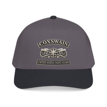 Load image into Gallery viewer, Mid Profile Baseball Cap - USCG - Coxswain w txt - Silver - 3D - Enhanced
