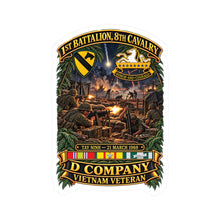 Load image into Gallery viewer, Kiss-Cut Stickers - 1st Battalion 8th Cavalry, Delta Company - w SSI - DUI - Tay Ninh 21 March 1969 - 3D - Enhanced
