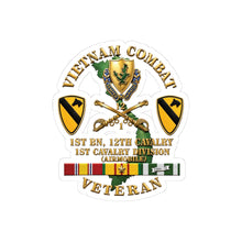 Load image into Gallery viewer, Kiss-Cut Stickers - Army - Vietnam Combat Cavalry Veteran w 1st Bn 12th Cav DUI - 1st Cav Div - 3D X 300
