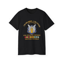 Load image into Gallery viewer, Unisex Ultra Cotton Tee - Army - 7th Squadron - 17th Cavalry - 4th ID - Vietnam Vet w SVC Ribbon - 3D X 300
