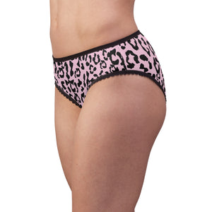 Women's Briefs - Leopard Camouflage - Baby Pink - Black