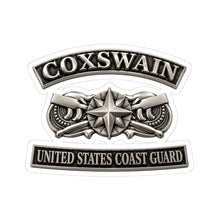 Load image into Gallery viewer, Kiss-Cut Stickers - USCG - Coxswain w txt - Silver - 3D - Enhanced
