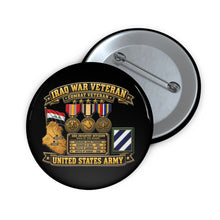 Load image into Gallery viewer, Custom Pin Buttons - Army - Iraq War Veteran - Ribbon Bar - Map - SSI - 3rd Infantry Division - 3D - Enhanced
