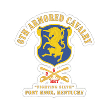 Load image into Gallery viewer, Kiss-Cut Stickers - 6th Armored Cavalry Regiment Patch with Cavalry Branch,  Ft Knox Kentucky - Red Text on Branch
