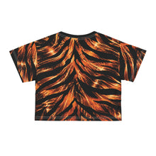 Load image into Gallery viewer, All-Over Print Beach &amp; Festival Crop Tee - Fiery orange tiger-stripe
