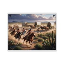 Load image into Gallery viewer, Acrylic Wall Art Panel - Apache Indians attacking a wagon train
