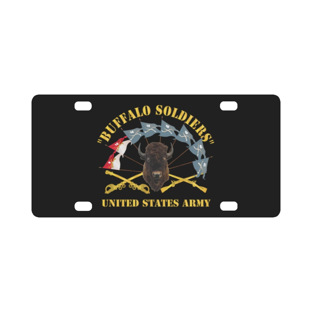 Army - Buffalo Soldiers - Infantry - Cavalry Guidons w Buffalo Head - US Army X 300 Classic License Plate