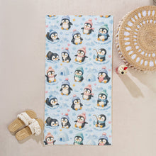Load image into Gallery viewer, Children's Bath Towel (All-Over Printing) - Penguin Winter Wonderland
