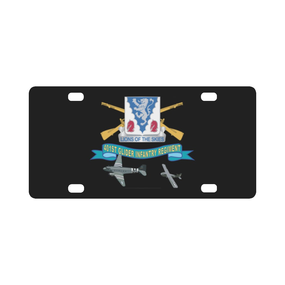 Army - 401st Glider Infantry Regiment - DUI w Towed Glider w Br - Ribbon X 300 Classic License Plate