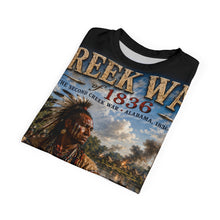 Load image into Gallery viewer, Creek War (1836) Tribute Tee - "A Struggle for Land, Sovereignty and Survival on the Southeastern Frontier"
