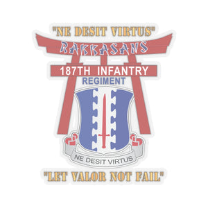 Kiss-Cut Stickers - Army - 187th Infantry Regiment - Torii, Rakkasans, Let Valor Not Fail, English, Latin X 300