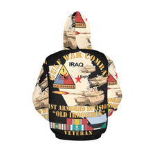 Load image into Gallery viewer, Men&#39;s All Over Print Hoodie (USA Size) (Model H13) - Gulf War Combat Armor Vet w 1st Armored Division
