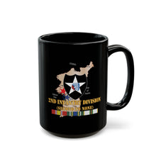 Load image into Gallery viewer, Black Mug  (15oz) - Army - Korea Map - 2nd Infantry Div - Second to None w SVC X 300
