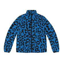 Load image into Gallery viewer, Men&#39;s Puffer Jacket (AOP) - Leopard Camouflage - Blue-Black
