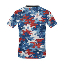 Load image into Gallery viewer, Distressed American Flag Camo Pattern Men's All Over Print Crew Neck T-Shirt

