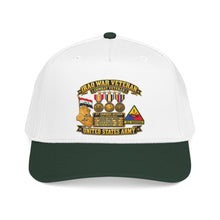 Load image into Gallery viewer, Mid Profile Baseball Cap - Army - Iraq War Veteran - Ribbon Bar - Map - SSI - 1st Armored Division - 3D - Enhanced
