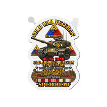 Load image into Gallery viewer, Die-Cut Magnet - Army - Cold War Vet -  3rd Armored Division  - Gelnhausen, Germany - M60A3 Tank  - Spearhead w Fire - 3D - Enhanced
