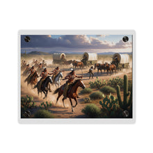 Load image into Gallery viewer, Acrylic Wall Art Panel - Apache Indians attacking a wagon train
