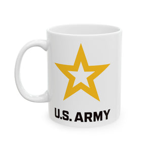 White Ceramic Mug, (11oz, 15oz) - Army Star W Us Army