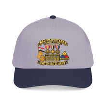 Load image into Gallery viewer, Mid Profile Baseball Cap - Army - Iraq War Veteran - Ribbon Bar - Map - SSI - 1st Armored Division - 3D - Enhanced
