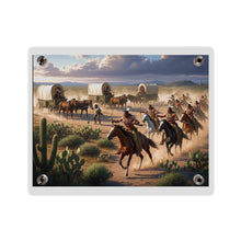 Load image into Gallery viewer, Acrylic Wall Art Panel - Apache Indians attacking a wagon train
