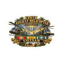 Load image into Gallery viewer, Kiss-Cut Stickers - Army - 116th Assault Helicopter Co w  Aviator Badge w VN SVC - HORNETS - 3D - Enhanced
