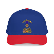 Load image into Gallery viewer, Mid Profile Baseball Cap - Vietnam War Purple Heart Medal w VN SVC - with Vietnam Scene - 3D - Transparent

