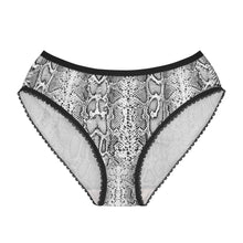 Load image into Gallery viewer, Stylish Women's Briefs with Snake Print, Trendy Underwear, High Waist Briefs, Comfortable Lingerie - Black and White Snake Skin
