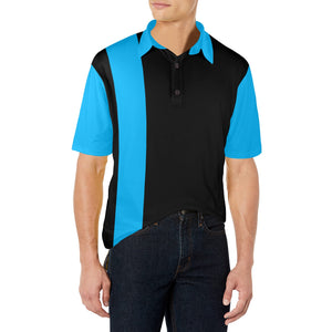 Charlies Polo Golf Shirt with Sky Blue Panel - Right