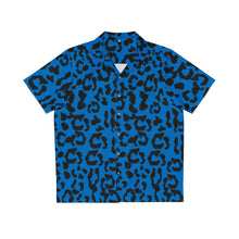 Load image into Gallery viewer, Men&#39;s Hawaiian Shirt (AOP) - Leopard Camouflage - Blue-Black
